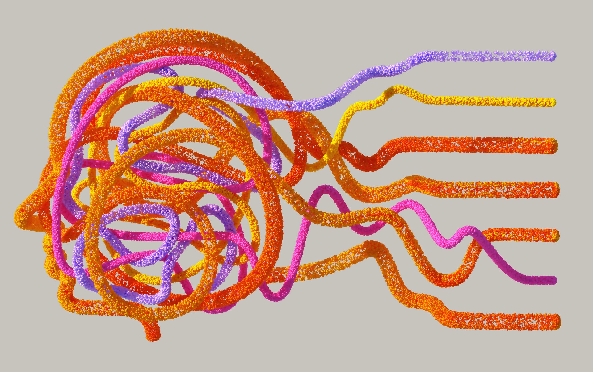 Representación visual de una red neuronal o un algoritmo de IA analizando datos cerebrales, con elementos abstractos que simb